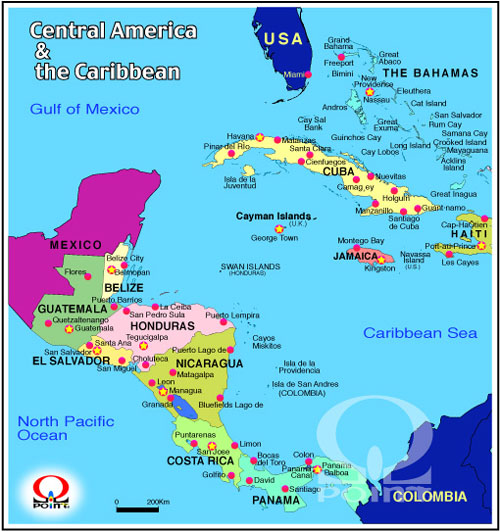 JuCn} Map of Caribbean