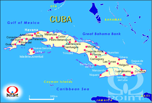 L[on} Map of Cuba