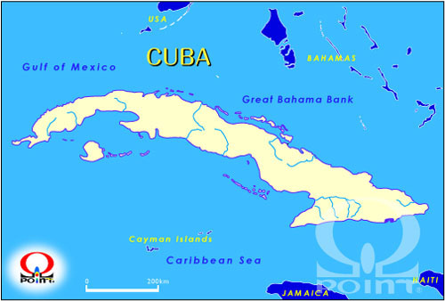 L[on} Map of Cuba