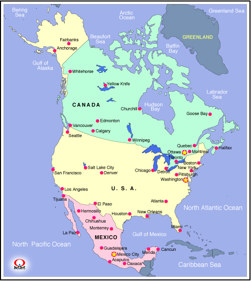 kAJn} Map of North America