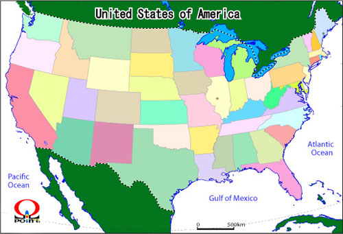 AJOn} Map of USA