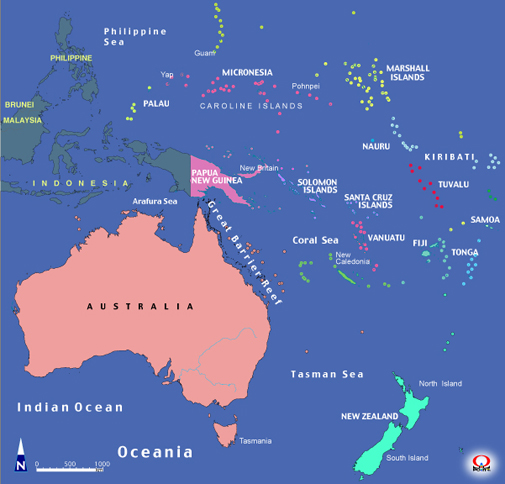 IZAjAn} Map of Oceania